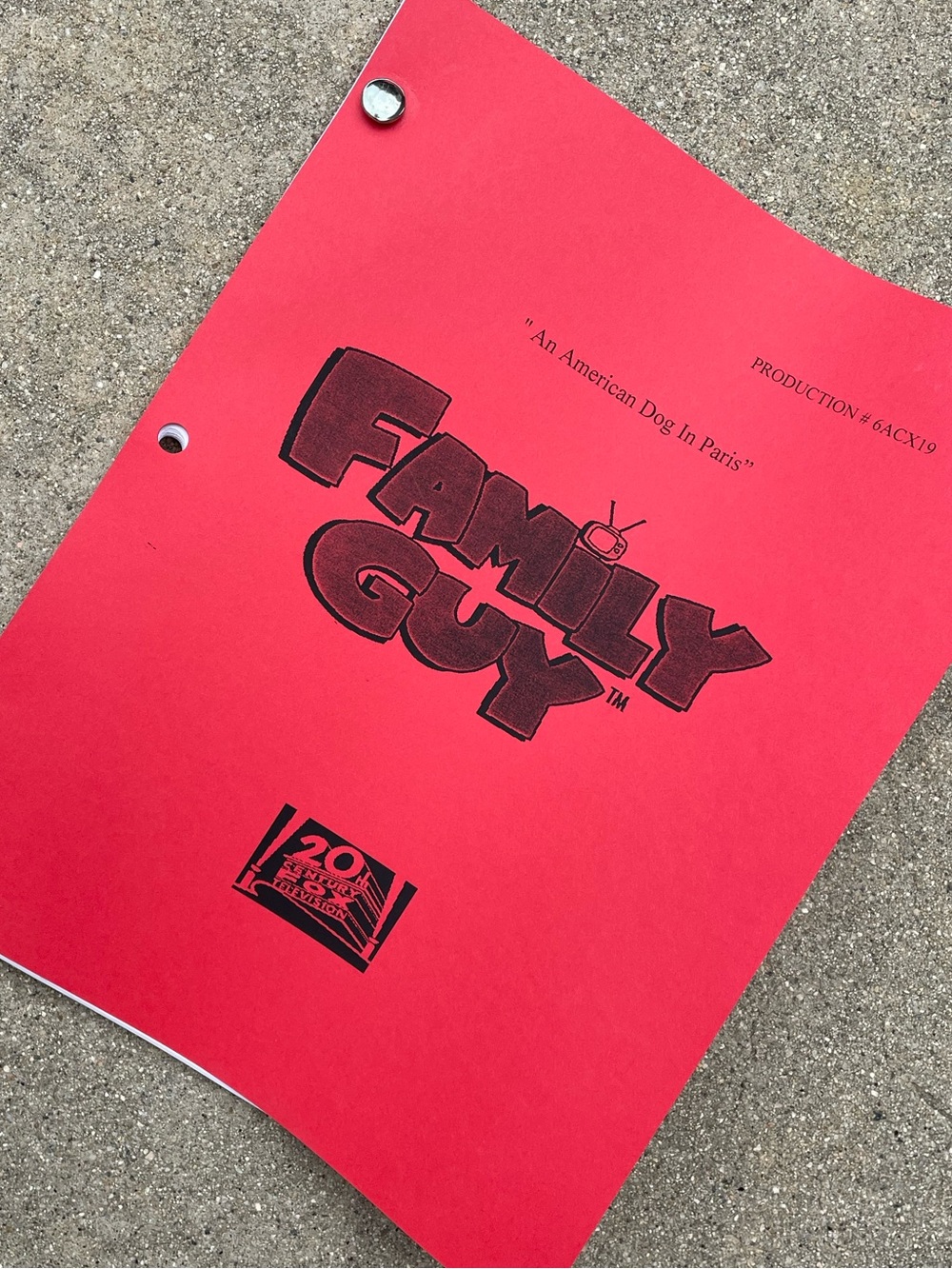 Family Guy 2007 Production Used Table Script American Dog In Paris LAUREN CONRAD
